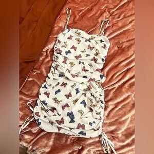 Small Windsor White Mini Dress Butterflies Stretchy Summer‎ Spring Party